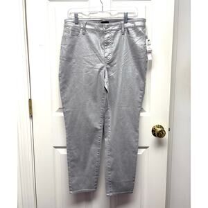 NWT Talbots Metallic Silver Jeans Holiday Slacks Slim Ankle Women's Size 12P